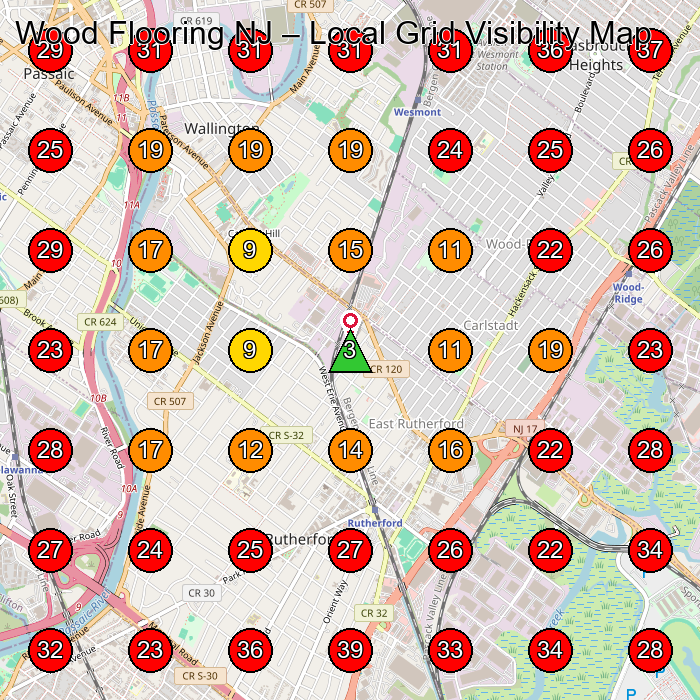 Wood Flooring NJ GeoGrid visibility map for Wood Floor Refinishing Service in Wallington
